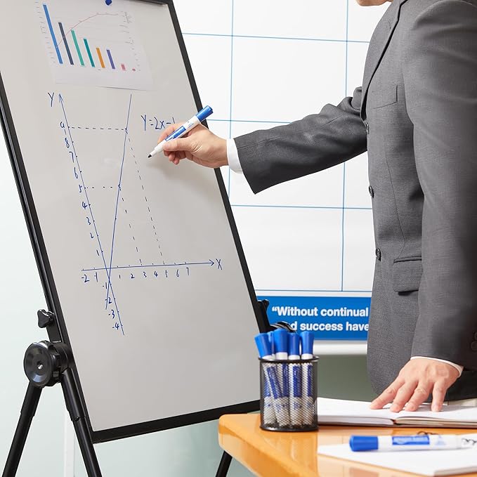 Amazon Basics Low-Odor Dry Erase Whiteboard Markers, Fine Tip, Blue, 36 Count