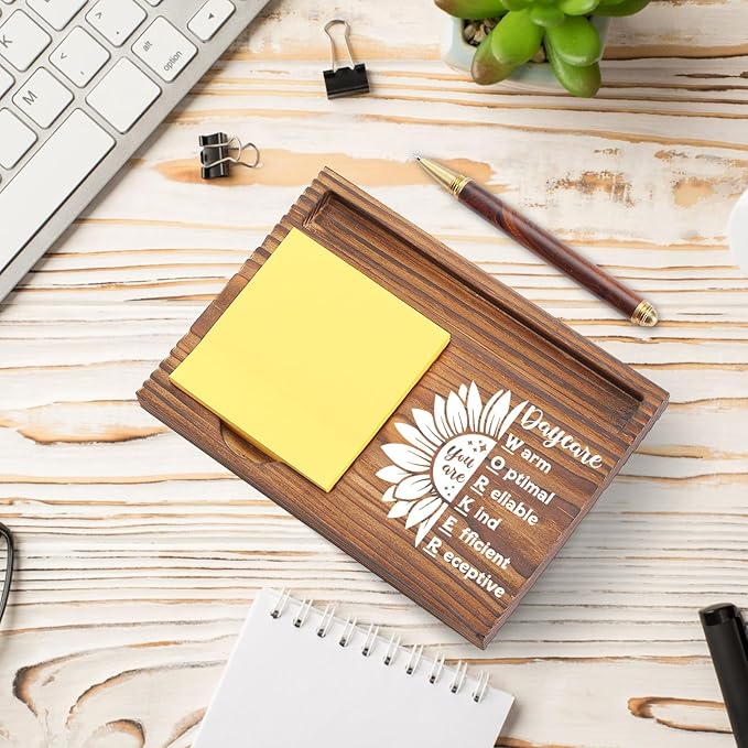 Daycare Worker Sticky Note Holder, Thank You Appreciation Gifts for Daycare Workers, Childcare Office Employee Recognition Desk Organizer TZP113