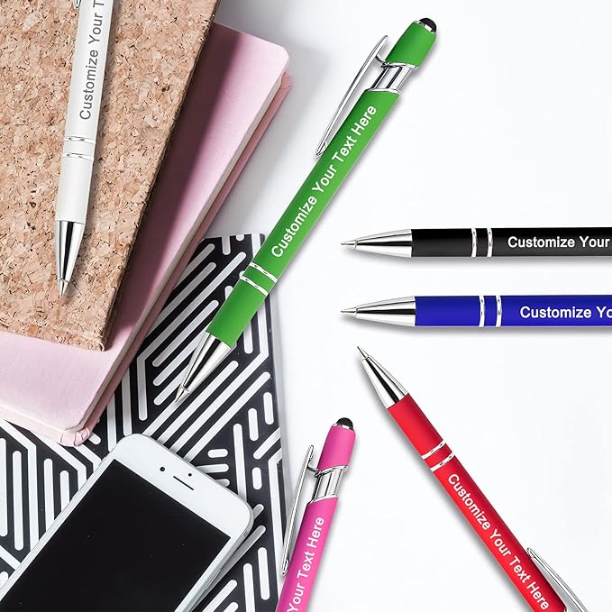 Max 500 Pcs Personalized Pens Bulk, Custom Pens with Free Engraving, Customized Stylus Tip Ballpoint Pen with Your Name Massage Text for School Office Business Graduation Anniversaries-300 Packs