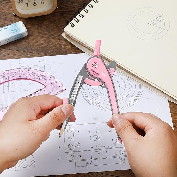 Mr. Pen- Compass and Protractor Set, Rogue Pink, Compass Geometry Tool, Protractor and Compass Set, Compass Drawing Tool, Drawing Compass, Geometry Compass, Back to School Supplies