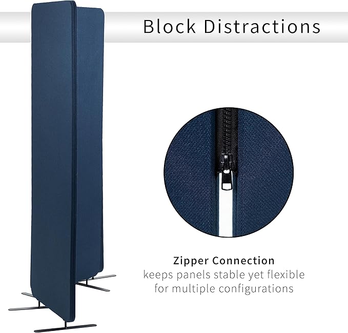 VIVO Freestanding 72 x 66 inch Privacy Panel, Cubicle Divider, Acoustic Wall Partition, x3 24 inch Panels, Navy Blue, PP-3-T072NB