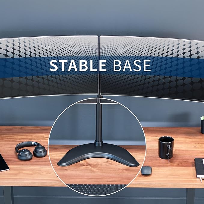 VIVO Dual Ultrawide Monitor Mount, Free-Standing Desk Stand for 2 Screens up to 38 Inches, Heavy-Duty Adjustable Arms, Max VESA 100x100mm, Black, STAND-V038F