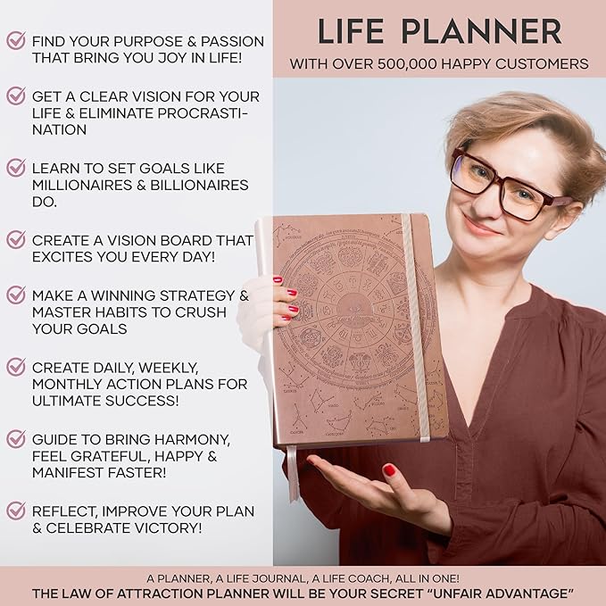 2026 Planner Weekly and Monthly | Law of Attraction Planner with Panduo App | A 12 Month Journey for Productivity, Gratitude & Goal Setting | Includes Foldable Vision Board, Gift Box & Stickers