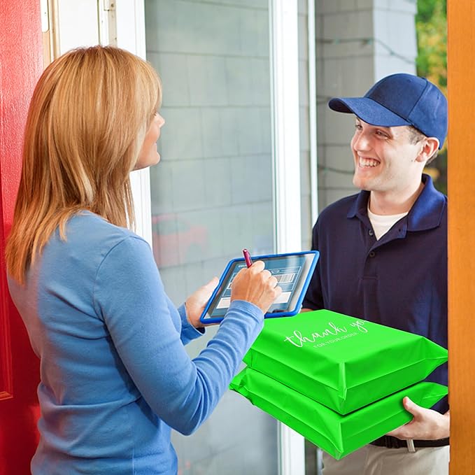 JinRuiKJ Thank You Poly Mailer 10x13 Inch 100 PCS, Shipping Bags for Clothing, Packaging Bags for Small Business, Strong Adhensive, Waterproof and Tear-Resistant Mailing Envelopes, Green