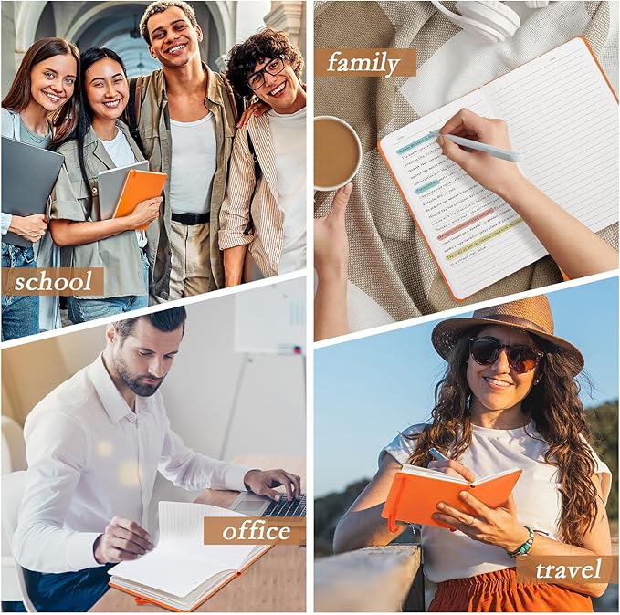 deli A5 Lined Journal Notebook, 160 Pages Hardcover Writing Notebook, 5.5"x8.2" College Ruled Notebook for Office, School, Work Notes (Orange)