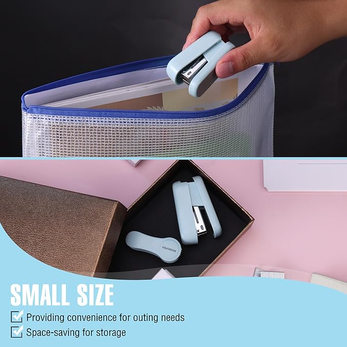 WORKPRO Mini Stapler with Staples, Blue Stapler Set Includes Two Small Staplers, One Staple Remover, 2000 Standard Staples, Lock Design, Non-Slip Base - Staplers for Desk, Classroom, Office