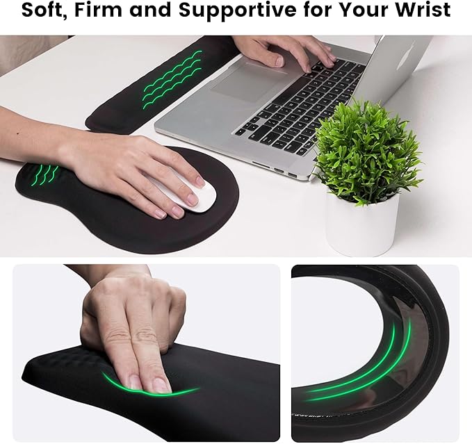 MEKASS Ergonomic Mouse Pad and Keyboard Wrist Rest Set, Super Soft Memory Foam Desk Wrist Support for Computer Keyboard, Non-Slip Arm Palm Rests Cushion for Typing Gaming Office Laptop Mac (Skull)