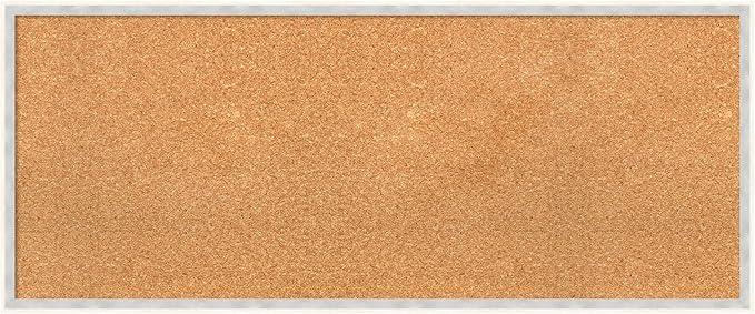 Amanti Art Natural Cork Board for Wall, 17x41 Vision Board with White Frame, Large Corkboard Office Decor for Home Organization, Modern Corkboard Pinboard to Display Items for Home Organization in