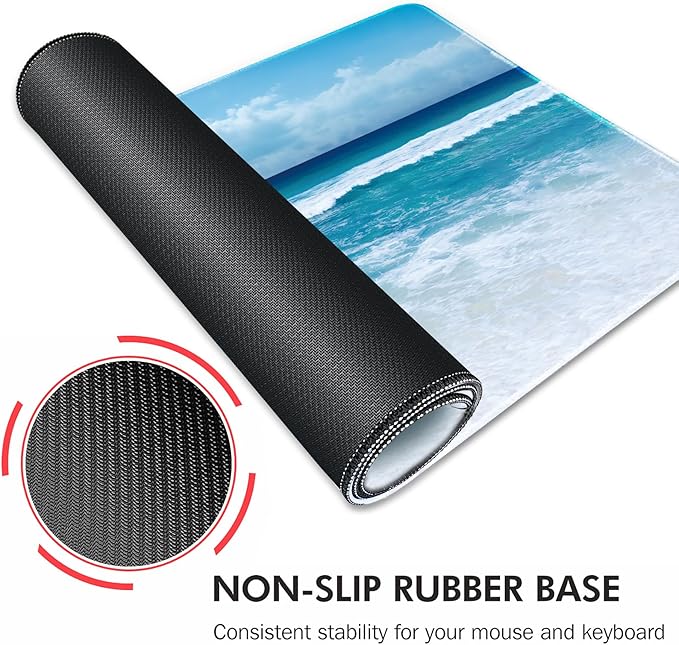 Galdas Gaming Mouse Pad XXL XL Large Long Extended Big Mousepad Non-Slip Rubber Keyboard Mouse Pad with Stitched Edges for Laptop Home Office (31.5x11.8x0.08 Inch) … (Wave 2025)