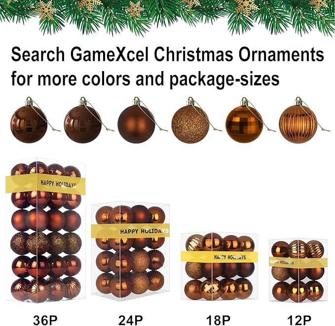 Bronze 4.0" Large Christmas Balls - Christmas Tree Decoration Ornaments Shatterproof Hanging Balls for Birthday Halloween Holiday Wedding Decorations Set of 4pcs