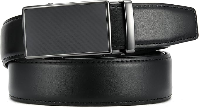 CHAOREN Mens Belt - Mens Ratchet Belt Leather 1 3/8" for Dress Pant - Micro Adjustable Belt Fit Everywhere