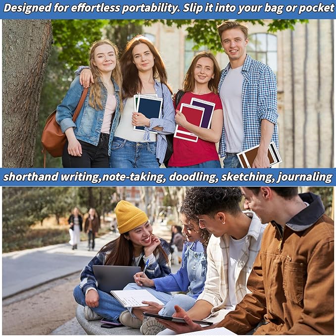 24 Pack Steno Pads 6 x 9 in Spiral Top Notebook Bulk 6 Assorted Color Note Pad 60 Sheets Gregg Rule Writing Paper Steno Notebooks for Students Teachers Men Women Professionals Office School Recording