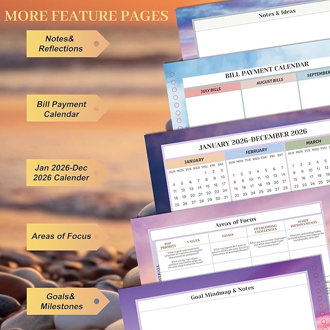 CAGIE 2026 planner Weekly and Monthly Jan 2026-Dec 2026 Hardcover Hourly Daily Planners for Women 26 Calendar Planner with Stickers Spiral Bound Yearly Agenda, 8.5 x 11