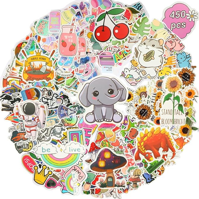 450 PCS Stickers for Water Bottles, Laptop, Waterproof, Cute Design for Kids, Teens, Luggage.Girls.Cute Colorful Waterproof Stickers