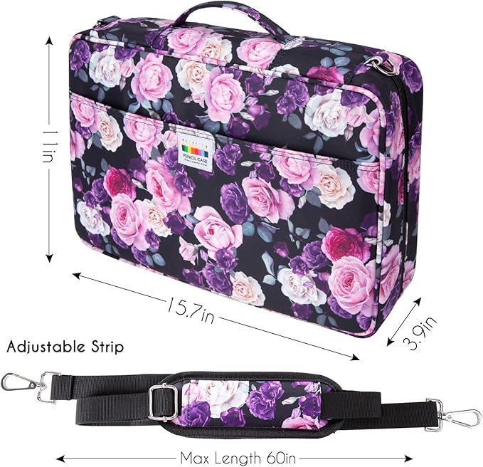 YOUSHARES 480 Slots Colored Pencil Case - Big Capacity Pen Case Organizer with Multilayer Holder large Colored Pencil Case (Purple Pink Rose)