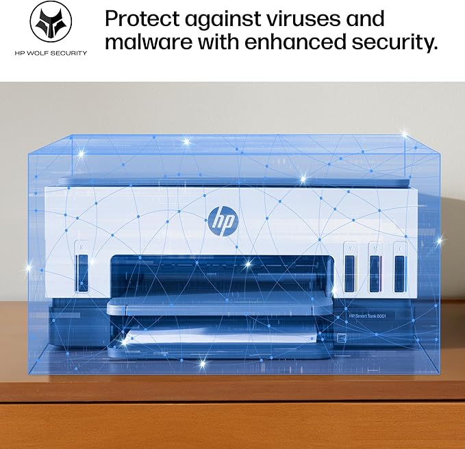 HP Smart Tank 6001 Wireless All-in-One Ink Tank Printer, Scanner, Copier with 2 years of ink included, Best-for-home, Cartridge-free Refillable, AI-enabled (2H0B9A)