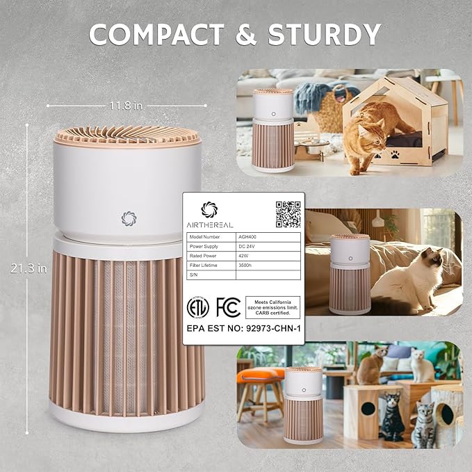 Airthereal H13 HEPA Air Purifier for Home Large Room up to 3500sq.ft, Air Cleaner with Washable Filter, Suitable for Odor, Dust, Smoke, Air Quality Sensor, AGH400