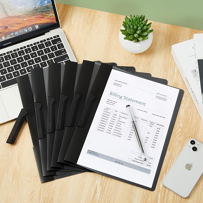 Maitys 50 Pack Clear Report Covers with Clip 11.4 x 9 Inch Presentation Folders Transparent Front Portfolio Folders for Letter Size(Black)