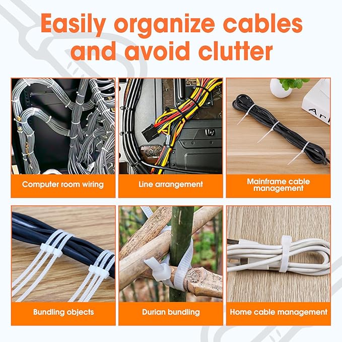 500 PCS Zip Ties 4 Inch, Small Cable Ties with 18lbs Tensile Strength, Black Zip Ties for Indoor and Outdoor Use, Wire Ties