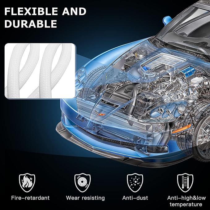 AGPTEK Cable Sleeve Cover, 10ft - 1.5 inch Desk Cord Organizer Cable Hider, Home Office Wire Management Computer TV Wire Loom Tubing, Pet Proof Cord Protector, from Cat Dog Chewing, White