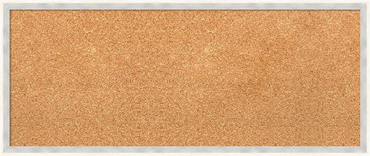 Amanti Art Natural Cork Board for Wall, 13x31 Vision Board with White Frame, Medium Corkboard Office Decor for Home Organization, Modern Corkboard Pinboard to Display Items for Home Organization in