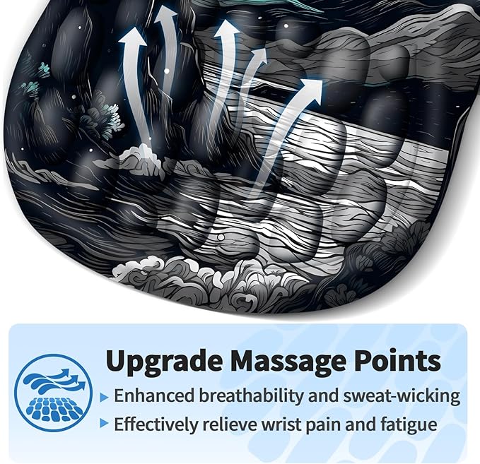 YIWEI Ergonomic Mouse Pad with Wrist Rest Support, Mousepad with Comfortable Memory Foam Wrist Rest and Non-Slip PU Base for Pain Relief, Computer, Laptop, Office, Home (Moon-2)