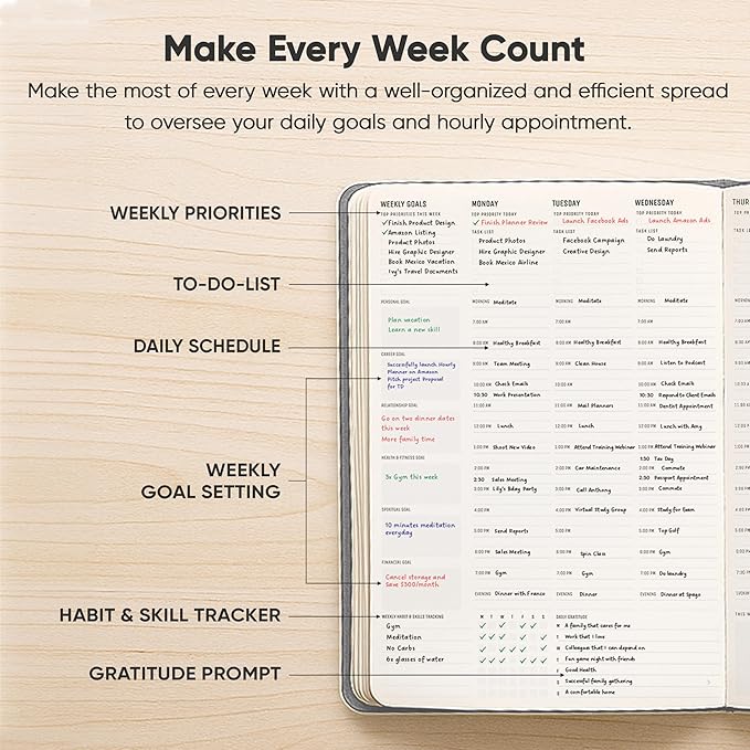 Hourly Planner & Appointment Book (8.5” x 11”) - Premium Hourly Planner with Daily Schedule & 30-Minute Time Slots for Better Time Management by PRODUCTIVITY STORE (A4, Gray)