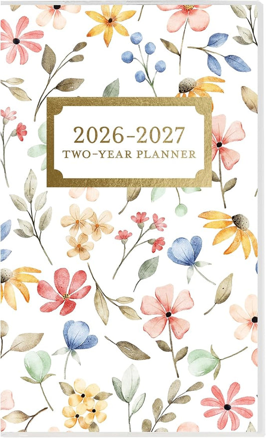Graphique 2 Year Pocket Planner | 29 Month Organizer, Aug. 2025 – Dec. 2027 | Monthly Calendar & Notes Spreads | Marked Holidays | Happy Floral | 3.75” x 6"