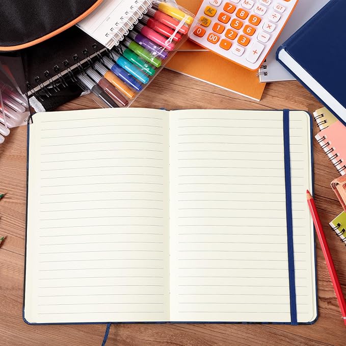 Honoson 20 Pack Lined Journal Notebooks A5 Hardcover Executive Notebook 5.5" x 8.3" PU Leather Wide Ruled Journals Bulk with Elastic Band for Home Business Office School Supplies(Navy)