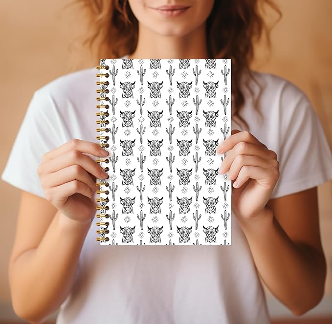 Western Cow Journal Notebook Spiral - Cow Spiral Journal Notebook, Western School Office Supplies, Cow Office Supplies with 164 Pages, Funny Office Gifts, 5.5×8.3