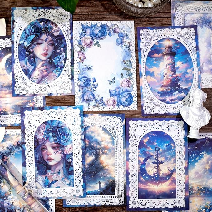 Lace border Scrapbook Paper Set, 150 PCS Goddess of romance Ephemera Pack for Junk Journaling, Scrapbooking, Crafting, DIY Projects, Diaries, and Art Supplies