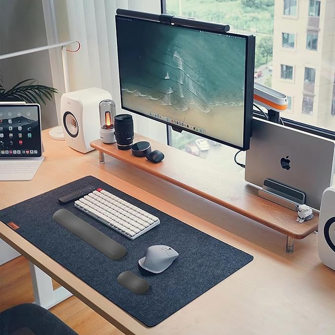 UnivoColors Design-Wave Wrist Rest, Artificial Sheepskin+Memory Foam+Ergonomic+Anti-Slip Gel, Resilience Support During Work and Gaming,Mouse Accessory,Pink