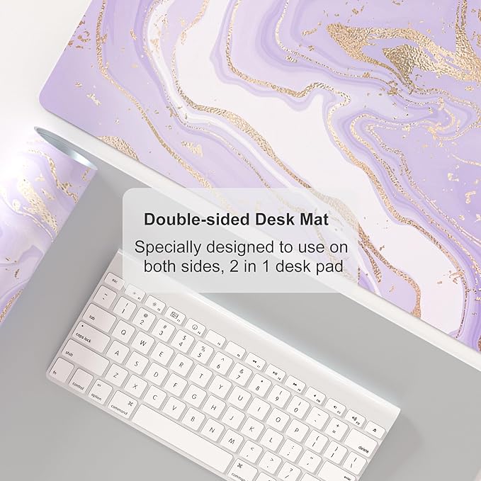 Colorful Star Large Mouse Pad, PU Leather Waterproof Desk Mat, Computer Gaming Mouse Pad, XXL Extended Full Mousepad Non Slip Desk Pad for School Office Home 31.5" x 15.7" - Violet Marble