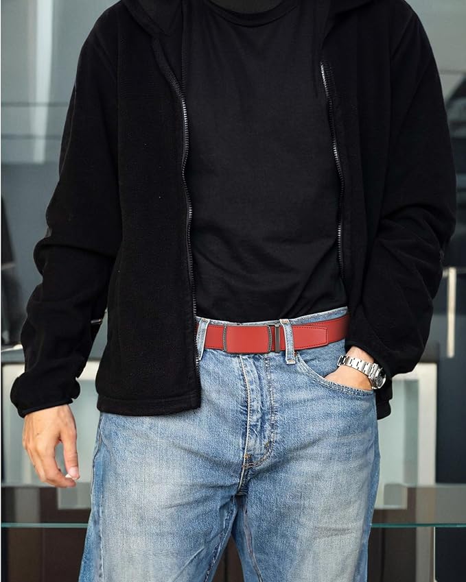 CHAOREN Mens Belt Leather Ratchet Belt - Customizable Fit, Effortless Style (35mm)