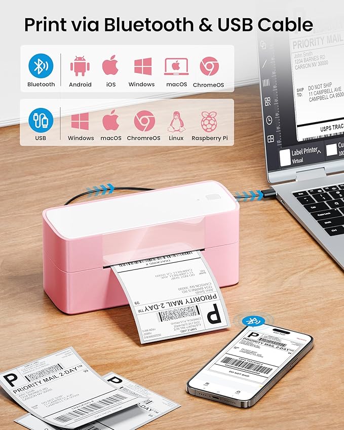 Itari Thermal Shipping Label Printer, 245BT Thermal Label Printer 4x6, Bluetooth Address Label Printers for Business, Support iOS, Android, Windows, Amazon, Shopify, USPS