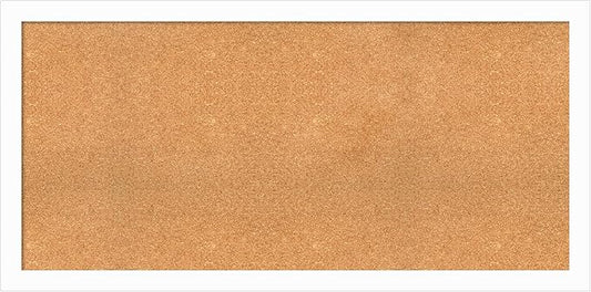 Amanti Art Natural Cork Board for Wall, 27x55 Vision Board with White Frame, Oversize Corkboard Office Decor for Home Organization, Casual Corkboard Pinboard to Display Items for Home Organization in