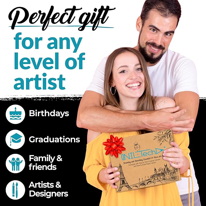 NIL TECH 37-Piece Premium Shading Pencils for Drawing, Include Exclusive Tutorials and Sketch Pad – Perfect as Birthday, Holiday Gifts, or Artist Gifts Ideal for Detailed Sketches, Fine Shading