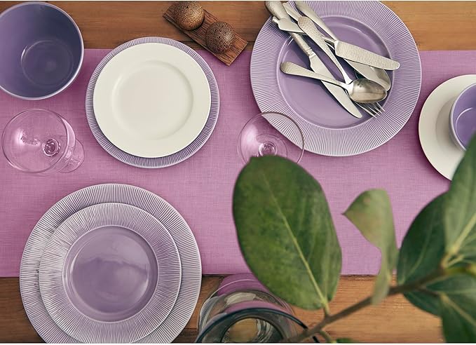 Solino Home Linen Violet Table Runner 90 Inches Long - 100% Pure Linen Dining Table Runner 14 x 90 Inch for Holiday - Fete