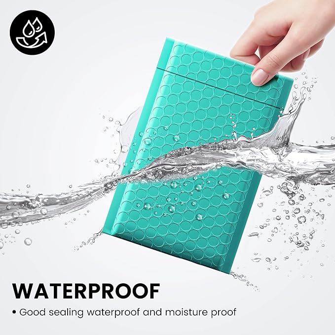 Fuxury Teal Bubble Mailers 4x8" 800 Pack, Waterproof Padded Envelopes Self Seal Bubble Envelopes, Padded Mailers for Small Business, Envelope Mailers Usable Size 4x7"