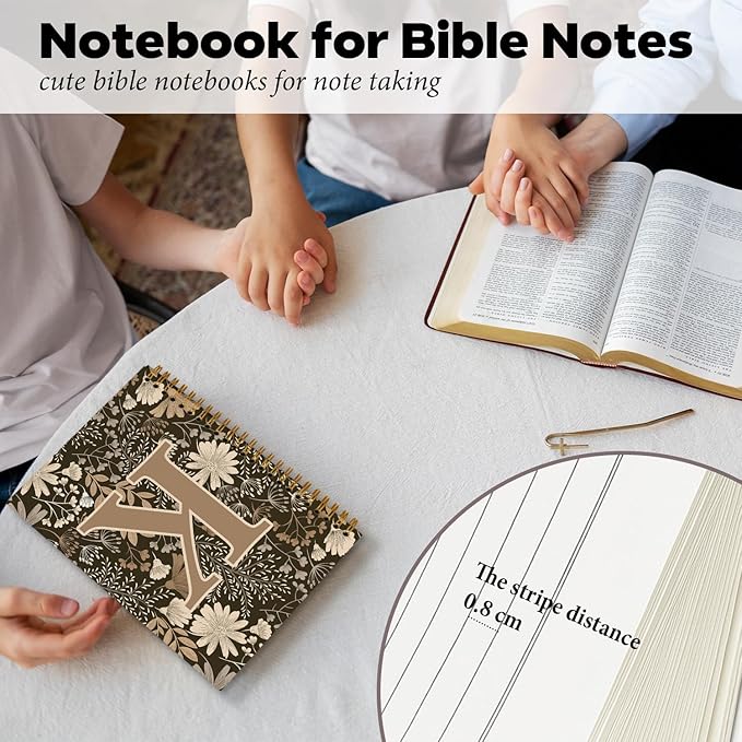 Initial K Personalized Journal Notebook, Boho Floral Journaling Notebooks for Women Girls, Costom Monogrammed Gifts for Women Mom Girls Friends, Letter Spiral Notebook, 5.5x8.3