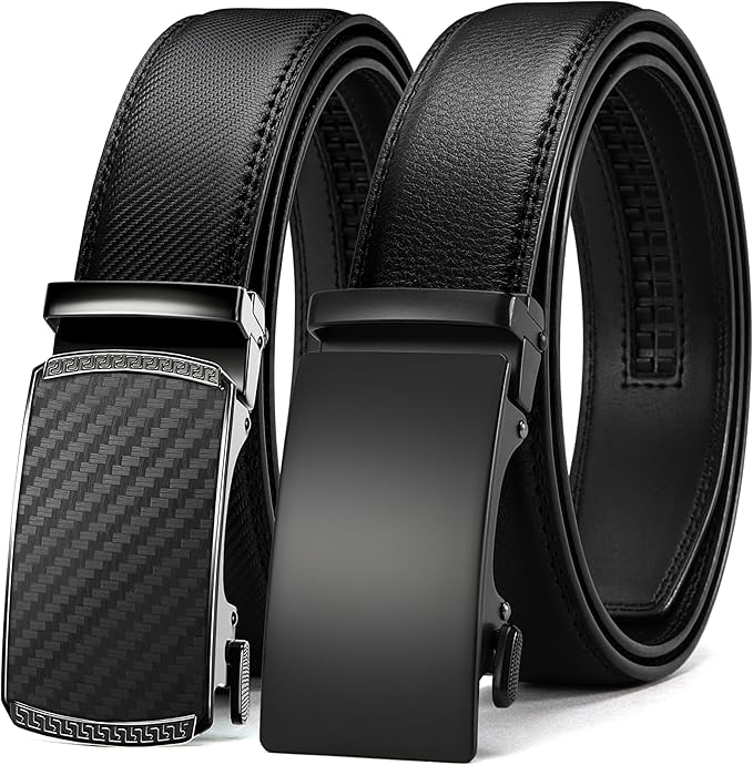 CHAOREN Leather Ratchet Belt Men 2 Pack - Customizable Fit, Effortless Style (35mm)