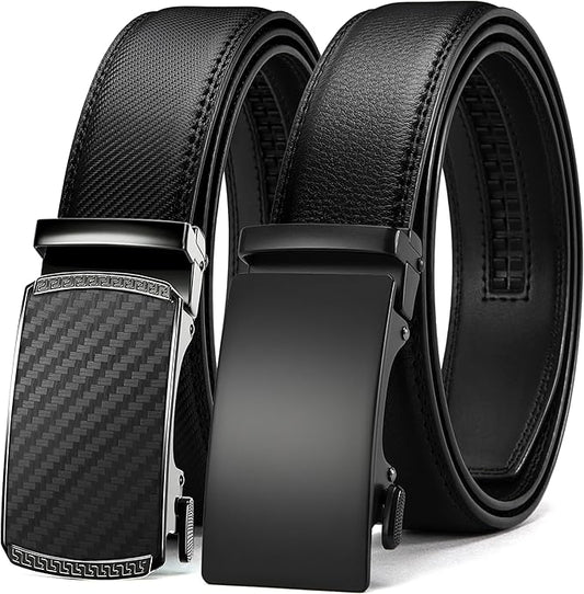 CHAOREN Leather Ratchet Belt Men 2 Pack - Customizable Fit, Effortless Style (35mm)