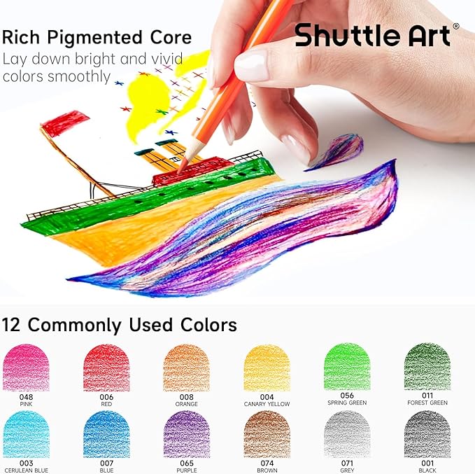 Shuttle Art Colored Pencils Bulk, 408 Pack Coloring Pencil Set Plus 20 Sharpeners, 12 Assorted Colors, Classroom Pack School Supplies