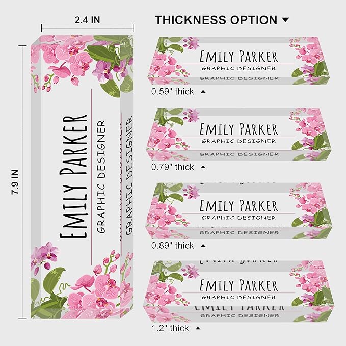 Custom Name Plate for Desk, Personalized Acrylic Office Name Sign with Name & Title, Elegant Desk Decor for Women Men, Employee Appreciation Gift (Orchid)