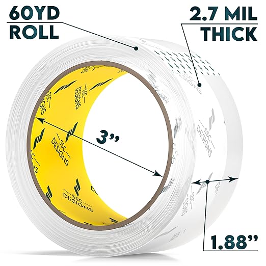 Packing Tape Clear Packaging Tape Heavy Duty Strong Shipping Refills Dispenser Transparent Thick Moving Supplies Mailing Box Sealing Office Storage Home - 60 Yds x 1.88" Wide x 2.7 Mil Thick 18 Rolls