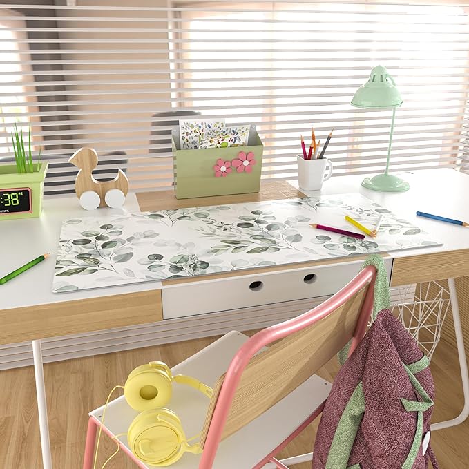 Colorful Star Large Mouse Pad, PU Leather Waterproof Desk Mat, Computer Gaming Mouse Pad, XXL Full Extended Mousepad Non Slip Desk Pad for School Office Home 31.5" x 15.7" - Soft Eucalyptus