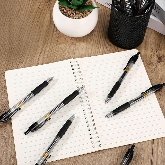 Jetec 300 Pcs Premium Gel Roller Pens Bulk, Fine Point 0.7 mm, Retractable Gel Ink Roller Ball Pens for Writing Journaling Taking Notes Office (Black)