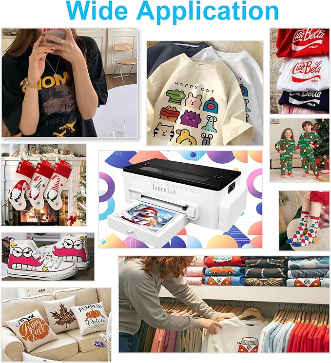 Lancelot A3 l1800 DTF Transfer Printing Machine with Roll Feeder, White Ink Circulation and Easy Operation,DTF Printer Bundle for Dark and Light Clothing (Printer+Oven+Laptop+consumable)