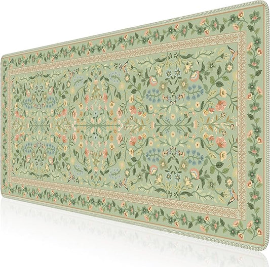 iCasso Desk Mat for Keyboard and Mouse, Large Mouse Pad, Desk Pad Mat, Anti-Slip Big Mousepad with Stitched Edges for Computer Desktop(Light Green)