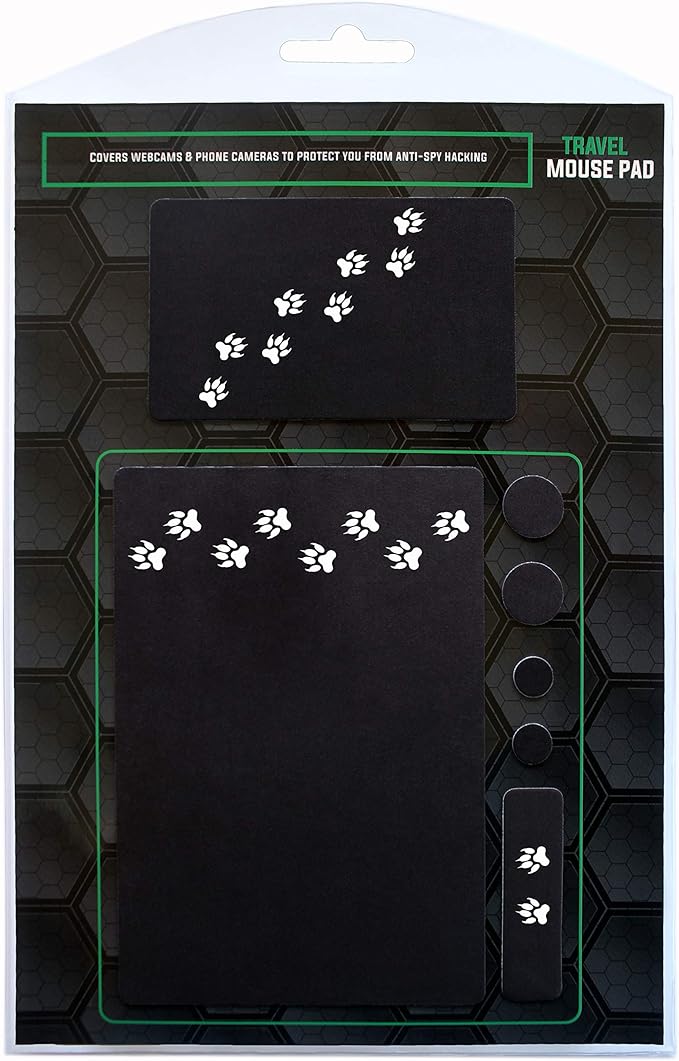 Mouse Pad Adhesive Bottom - Sticks to Any Surface - Portable - Webcam Covers and Screen Cleaner Included (Cat Paw)